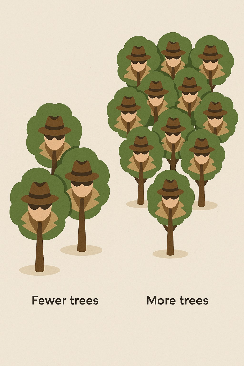 Poucas vs muitas árvores